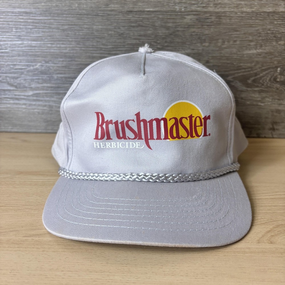 Vintage Brushmaster Hat Cap Snap Back Gray Advertising Promo Mens Sportswear 90s